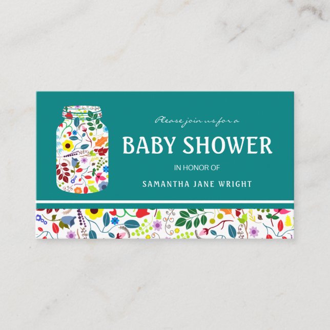 Invitación al billete Baby Shower de Floral Mason  (Anverso)