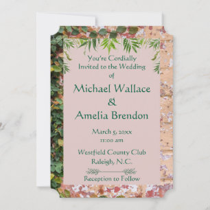 Invitación al billete de Boda de marfil verde pint