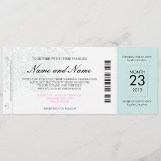 Invitación al billete de Boda del avión