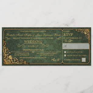 Invitación al billete de Boda victoriano con RSVP