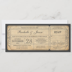 Invitación al billete de bodas con RSVP