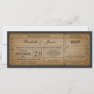 Invitación al billete de bodas con RSVP