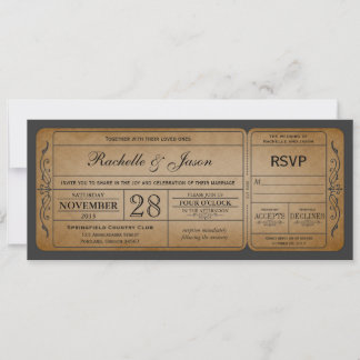 Invitación al billete de bodas con RSVP