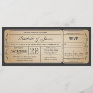 Invitación al billete de bodas con RSVP