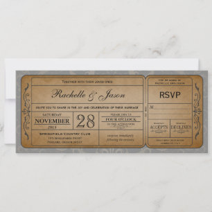 Invitación al billete de bodas con RSVP