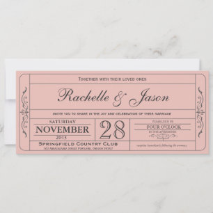 Invitación al billete de bodas de época