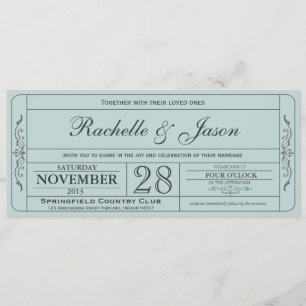 Invitación al billete de bodas de época