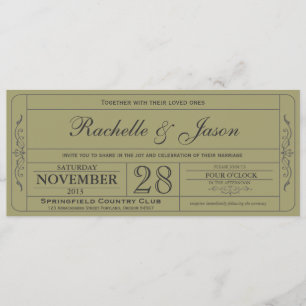 Invitación al billete de bodas de época