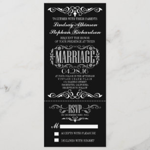 Invitación al billete de bodas de moda