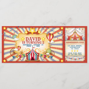 Invitación al billete de cumpleaños de Circo Vinta