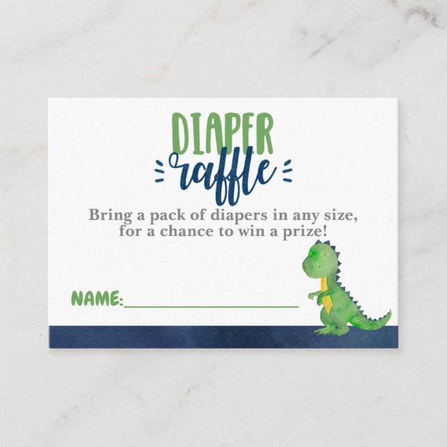 Invitación al billete de dinosaurio Diaper Raffle (Anverso)