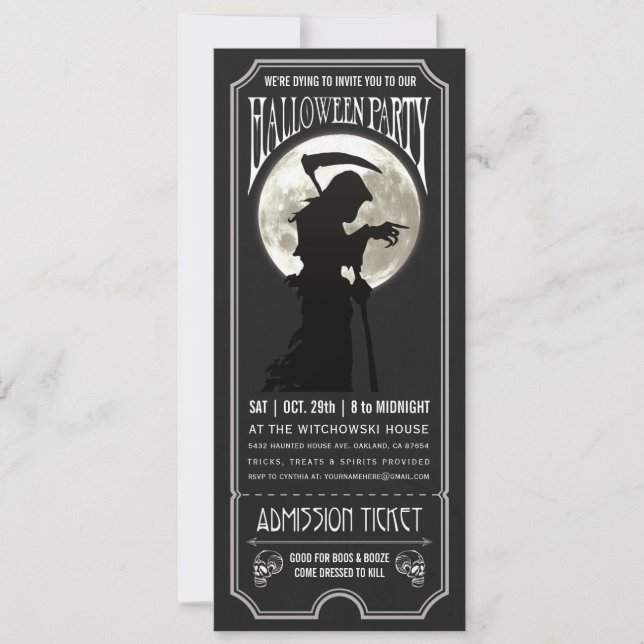 Invitación al billete de la fiesta de Halloween (Anverso)