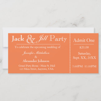 Invitación al billete de naranja Jack y Jill Showe