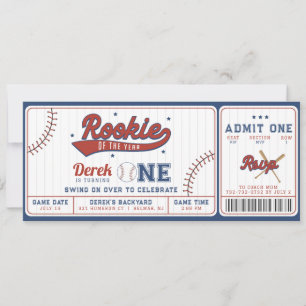 Invitación al billete de primer cumpleaños de Rook
