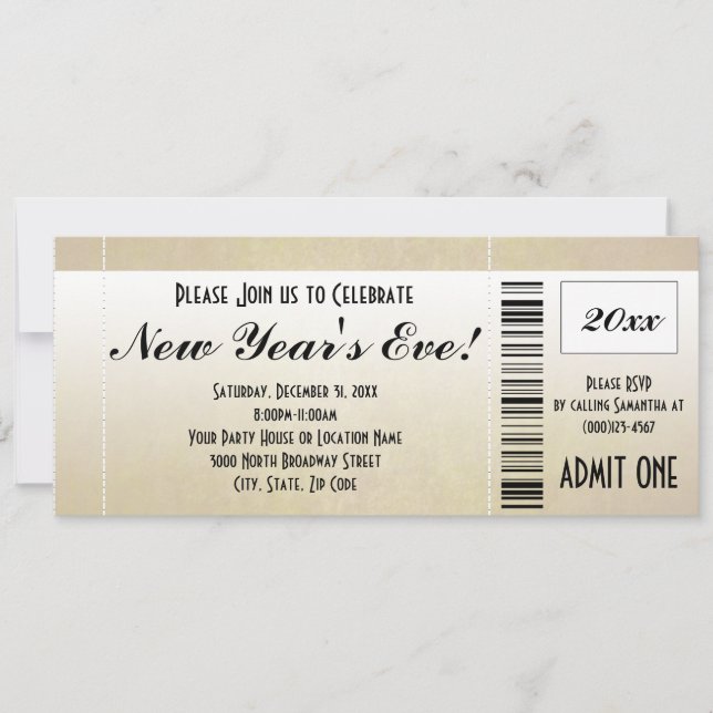 Invitación al billete de víspera de Año Nuevo (Anverso)