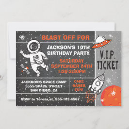 Invitación al billete del Astronauta Space Birthda
