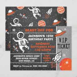 Invitación al billete del Astronauta Space Birthda