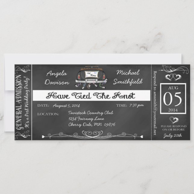 Invitación al billete del Boda de correos (Anverso)
