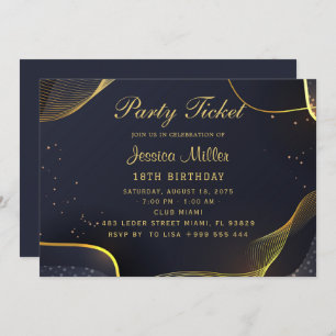Invitación al billete Fiesta dorado