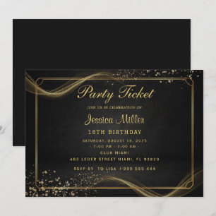 Invitación al billete Fiesta dorado