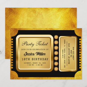 Invitación al billete Fiesta dorado