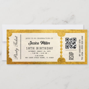 Invitación al billete Fiesta dorado