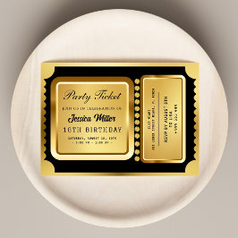 Invitación al billete Fiesta dorado