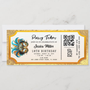Invitación al billete Fiesta dorado