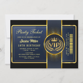 Invitación al billete Fiesta dorado