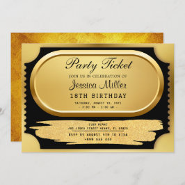 Invitación al billete Fiesta dorado