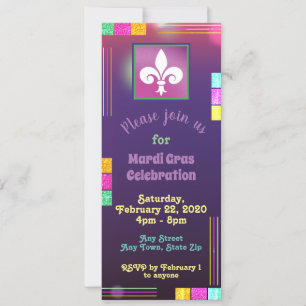 Invitación al billete Mardi Gras