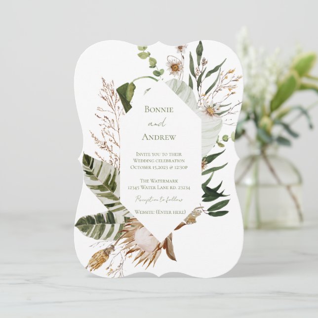 Invitación al Boda Boho (Anverso de pie)