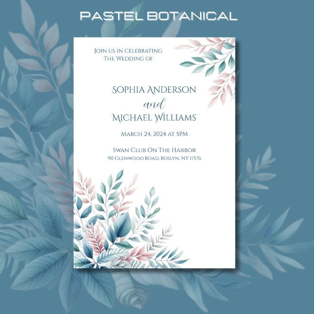 Invitación al Boda Botánico Pastel (Pastel Botanical -Wedding Invitation)