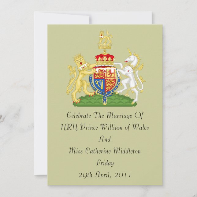Invitación Al Boda Real De Armas (Taupe) (Anverso)