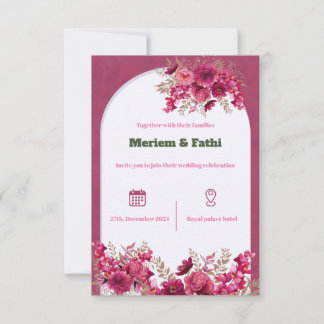 Invitación al boda rosa de la flor