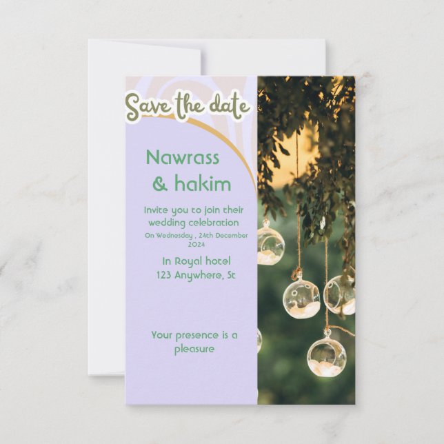 Invitación al boda verde y malvado (Anverso)