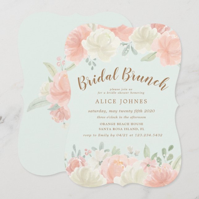 invitación al brunch de novia floral con luz de pr (Anverso / Reverso)