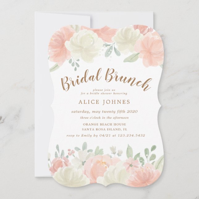 invitación al brunch de novia floral con luz de pr (Anverso)