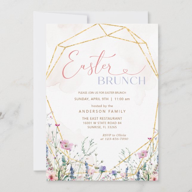 Invitación al Brunch de Pascua de Primavera (Anverso)