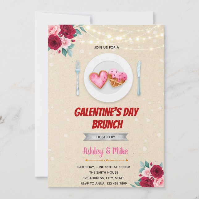 invitación al Brunch del Día de Galentine (Anverso)