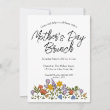 Invitación al brunch del Día de la Madre con flore
