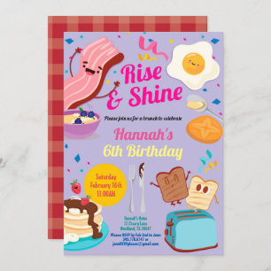 Invitación al brunch morado de cumpleaños. Aumenta