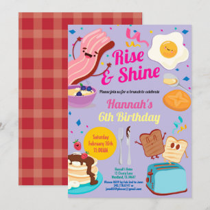 Invitación al brunch morado de cumpleaños. Elevars