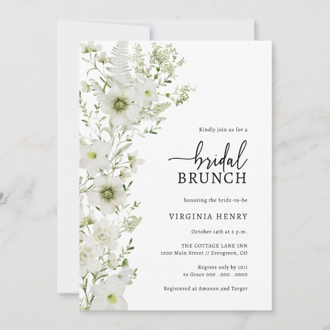 Invitación al Brunch Nupcial de Greenery (Anverso)