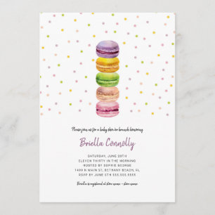 Invitación al brunch para el bebé de Macaron confe