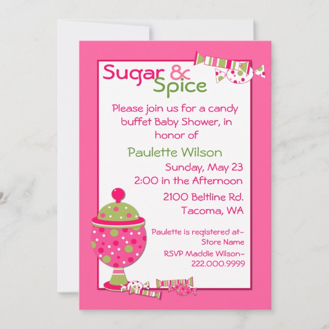 Invitación al buffet de azúcar y especias Baby Sho (Anverso)