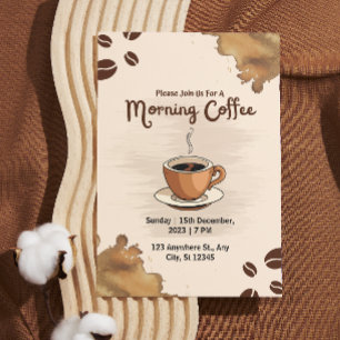 Invitación al café matutino simple marrón