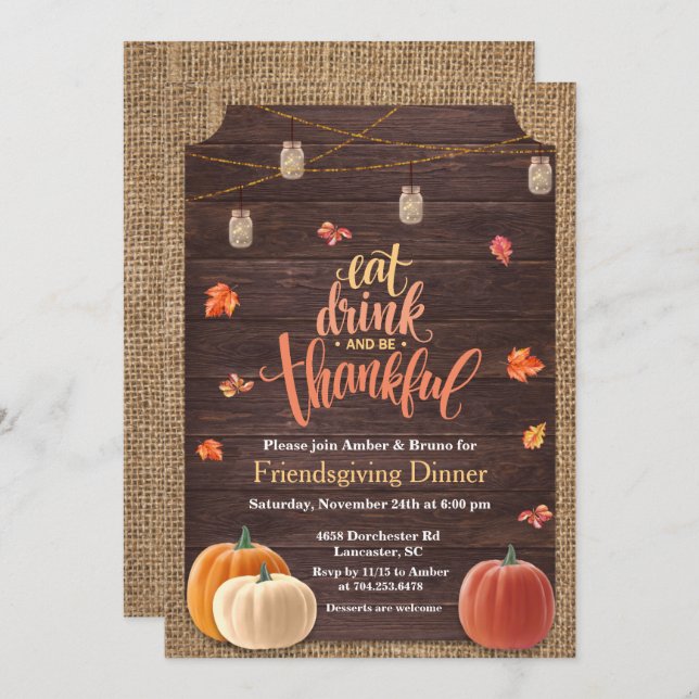 Invitación al Calabaza Rustica Cae Hogar Calentado (Anverso / Reverso)