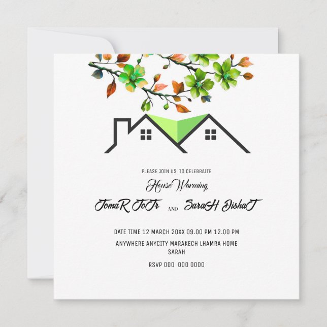 Invitación al Calentamiento de Casa Editable, Cale (Anverso)