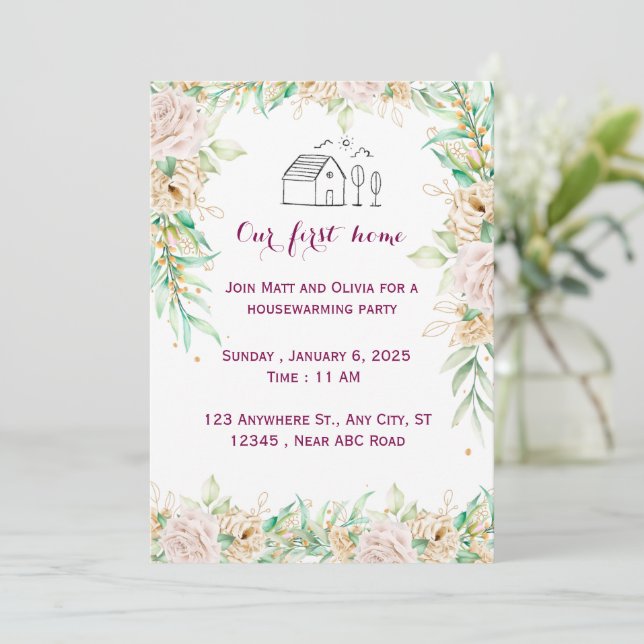 Invitación al calentamiento de la casa (Anverso de pie)